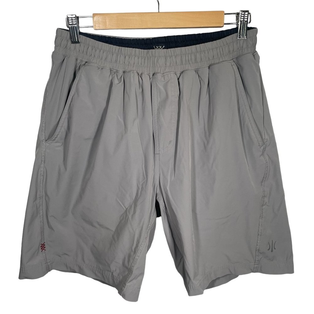 Rhone Lined Gym Shorts Mens Medium ? Gray Pockets 2 In 1 Athletic Zip Pocket